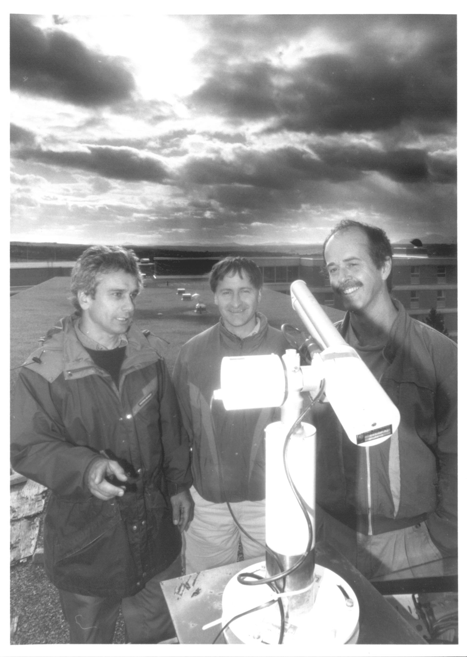 Norm O' Neill, Alain Royer and Patrick Cliché with a CIMEL at the Université de Sherbrooke.